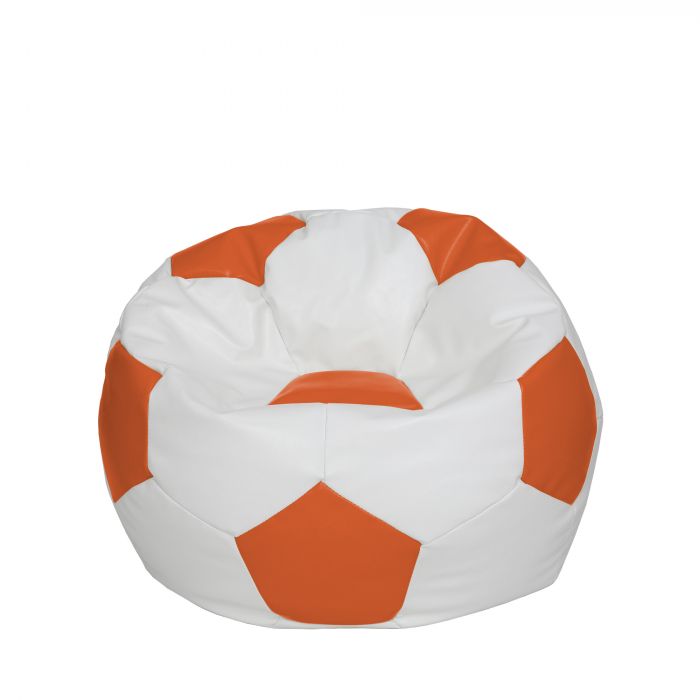 Mondo Ball - fotoliu puf - imitatie piele - alb/portocaliu [1]