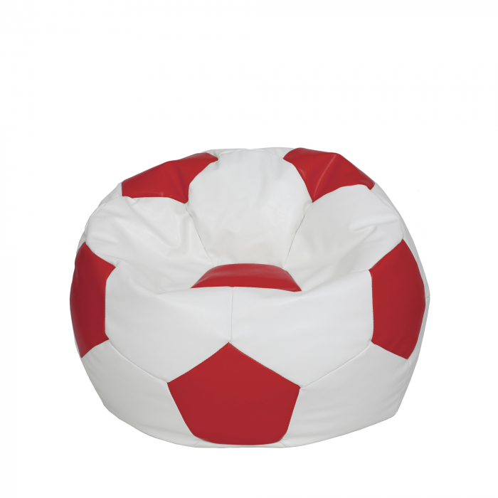 Mondo Ball - fotoliu puf - imitatie piele - alb/rosu [1]