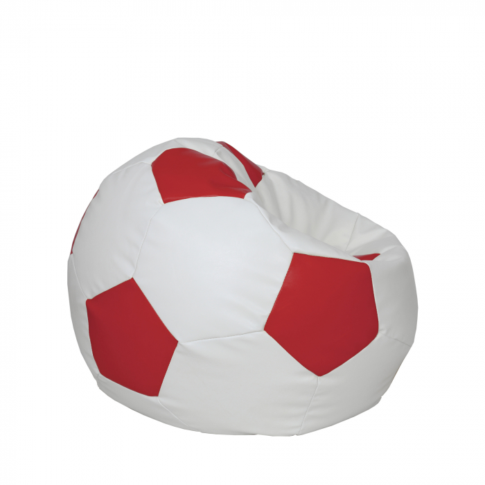 Mondo Ball - fotoliu puf - imitatie piele - alb/rosu [2]