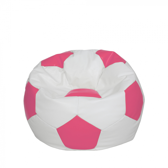 Mondo Ball - fotoliu puf - imitatie piele - alb/roz [1]
