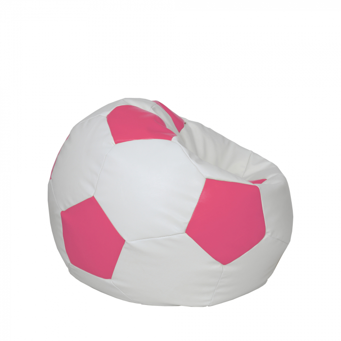 Mondo Ball - fotoliu puf - imitatie piele - alb/roz [2]