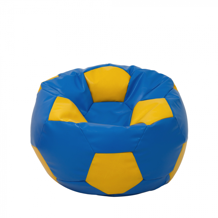 Mondo Ball - fotoliu puf - imitatie piele - albastru/galben [1]
