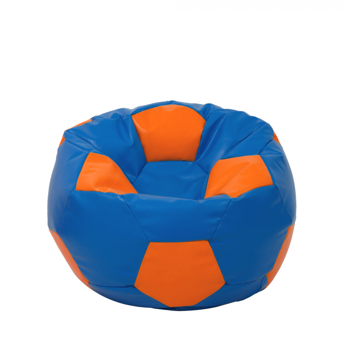 Mondo Ball - fotoliu puf - imitatie piele - albastru/portocaliu [1]