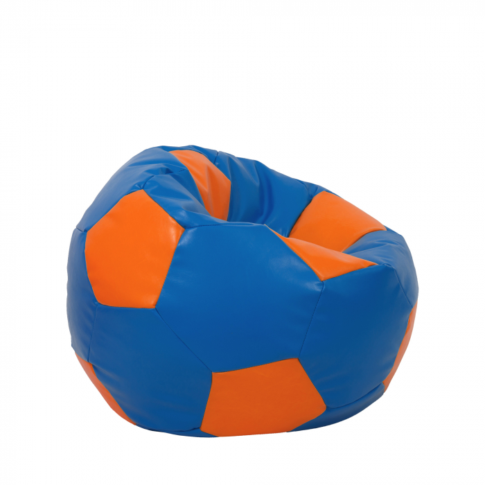 Mondo Ball - fotoliu puf - imitatie piele - albastru/portocaliu [2]