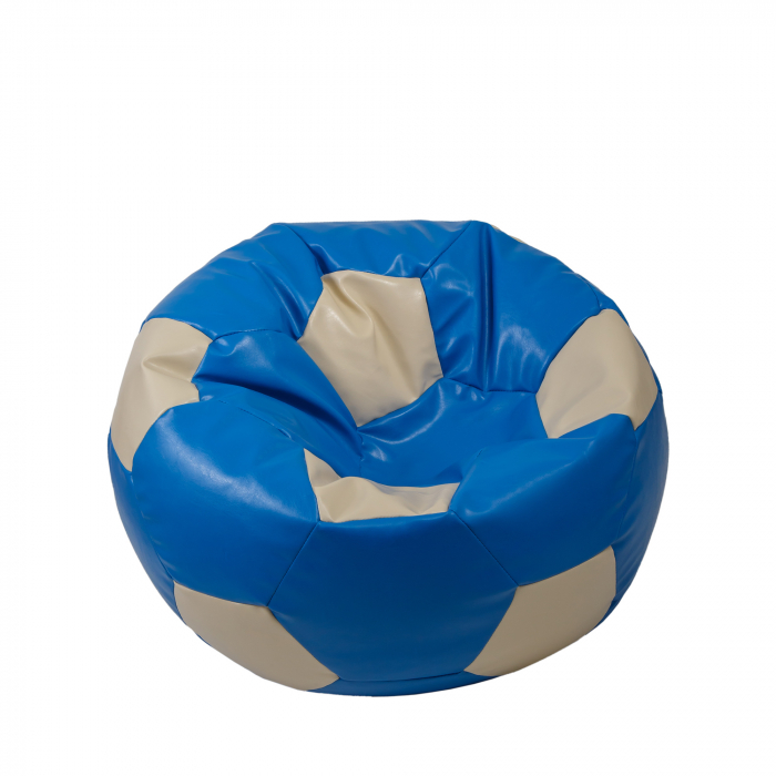 Mondo Ball - fotoliu puf - imitatie piele - albastru/crem [1]