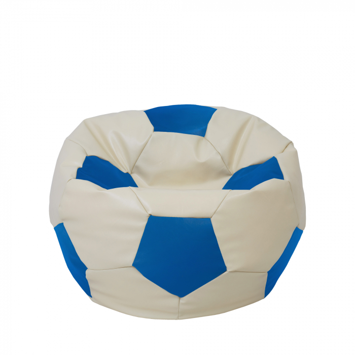 Mondo Ball - fotoliu puf - imitatie piele - crem/albastru [1]