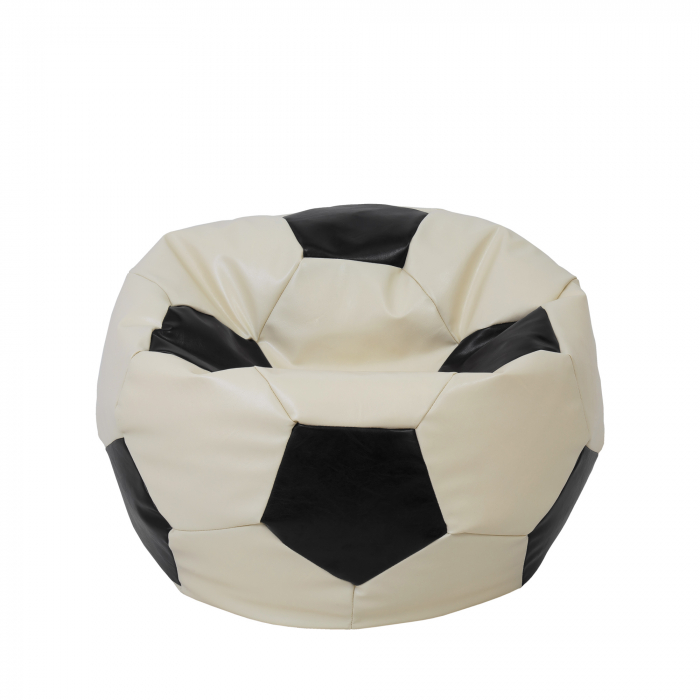 Mondo Ball - fotoliu puf - imitatie piele - crem/negru [1]