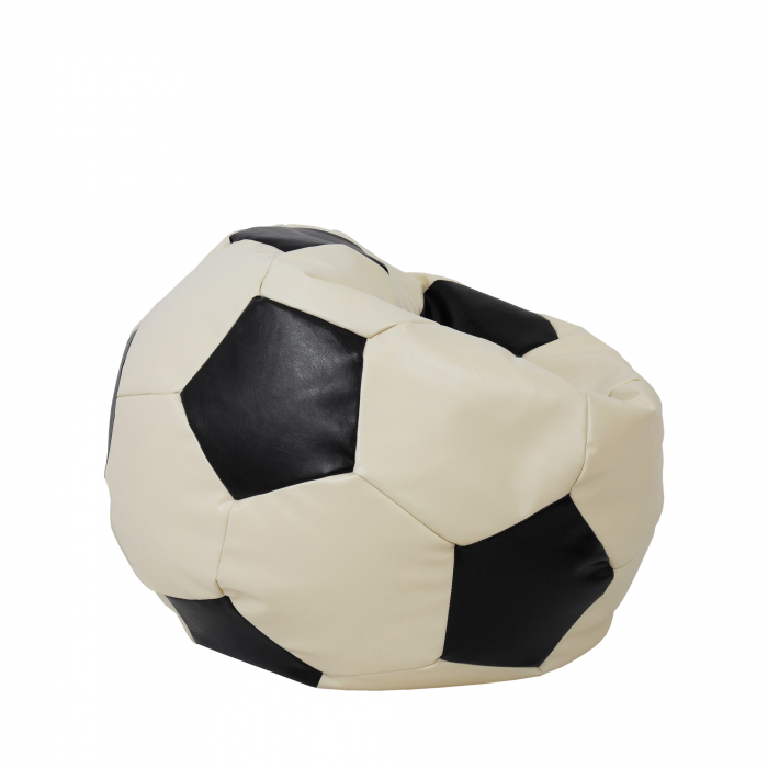 Mondo Ball - fotoliu puf - imitatie piele - crem/negru [2]