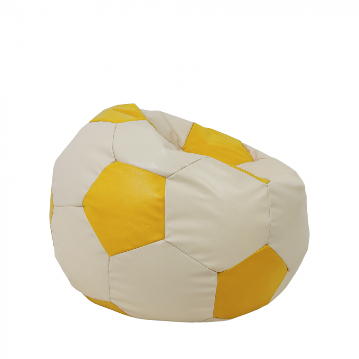 Mondo Ball - fotoliu puf - imitatie piele - crem/galben [2]