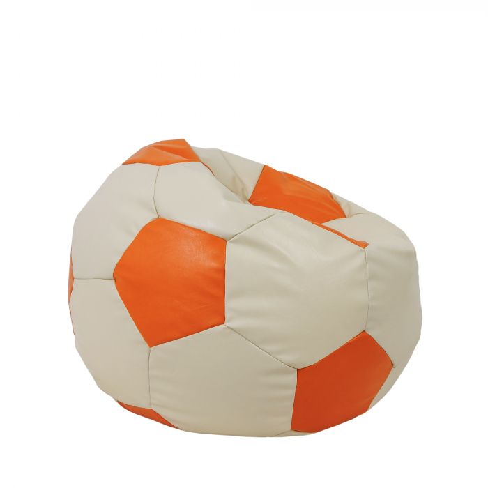 Mondo Ball - fotoliu puf - imitatie piele - crem/portocaliu [2]