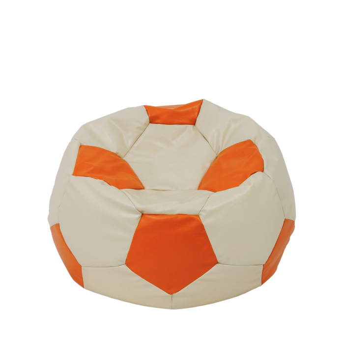 Mondo Ball - fotoliu puf - imitatie piele - crem/portocaliu [1]