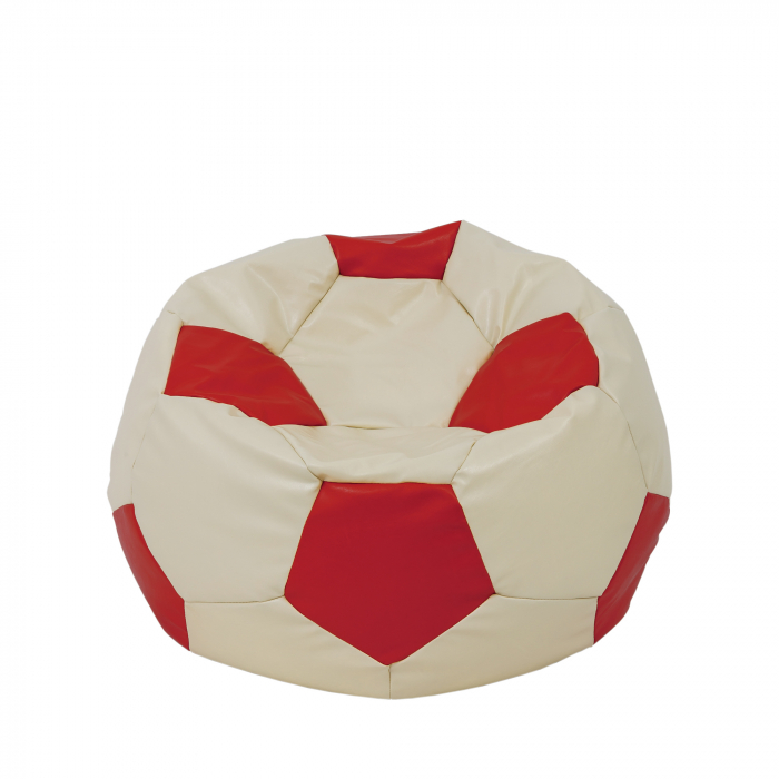 Mondo Ball - fotoliu puf - imitatie piele - crem/rosu [1]