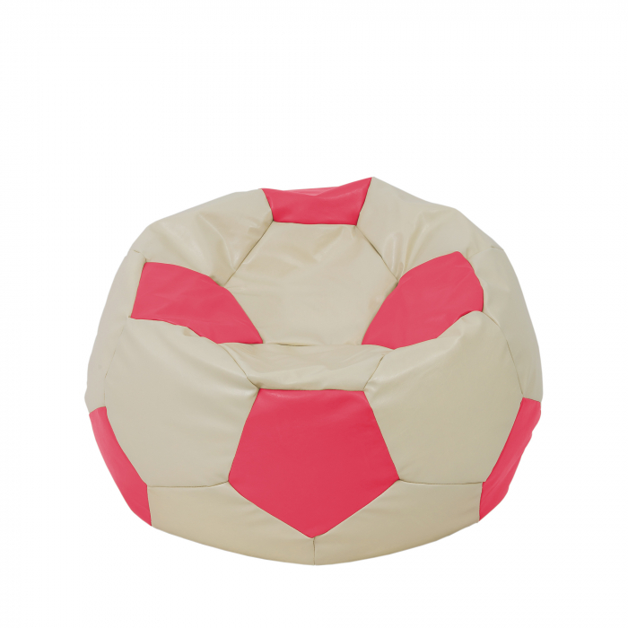 Mondo Ball - fotoliu puf - imitatie piele - crem/roz [1]