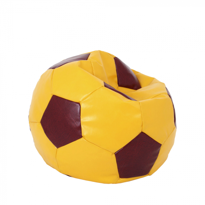 Mondo Ball - fotoliu puf - imitatie piele - galben/visiniu [2]