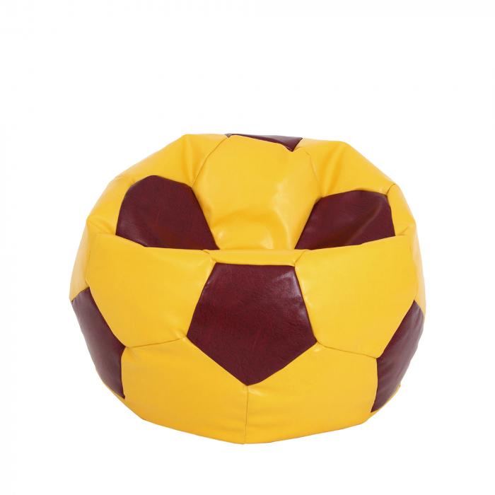 Mondo Ball - fotoliu puf - imitatie piele - galben/visiniu [1]