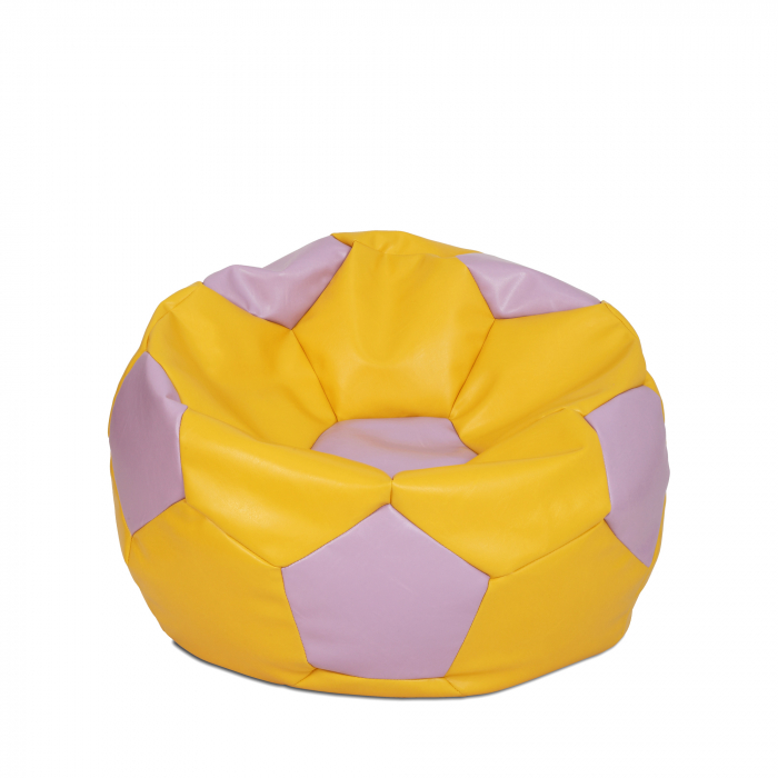 Mondo Ball - fotoliu puf - imitatie piele - galben/mov [1]