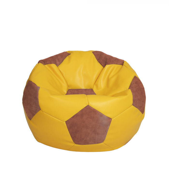 Mondo Ball - fotoliu puf - imitatie piele - galben/cognac [1]