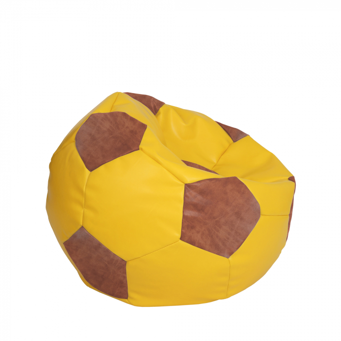 Mondo Ball - fotoliu puf - imitatie piele - galben/cognac [2]