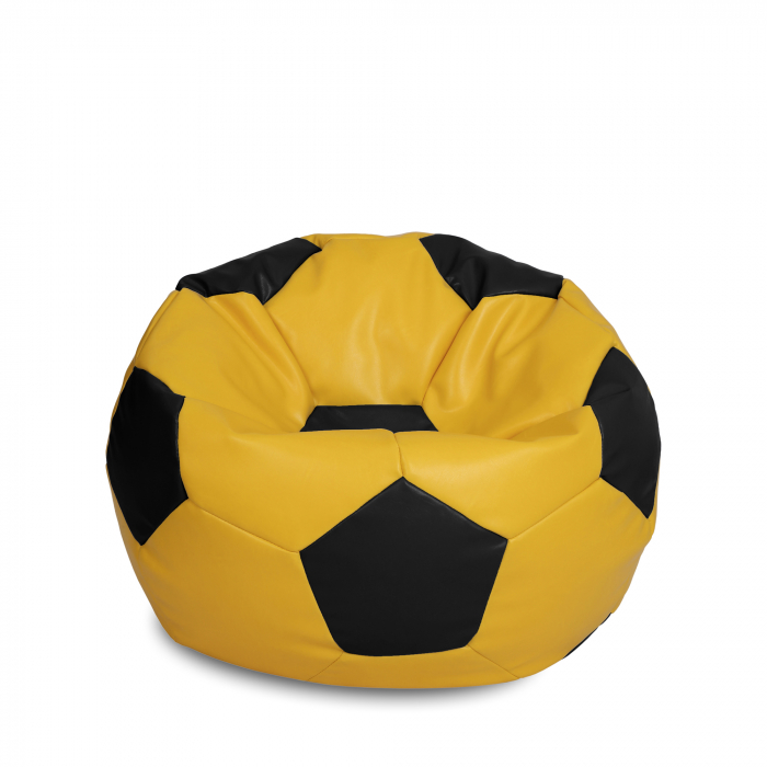 Mondo Ball - fotoliu puf - imitatie piele - galben/negru [1]