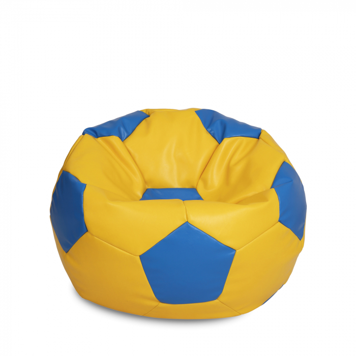 Mondo Ball - fotoliu puf - imitatie piele - galben/albastru [1]