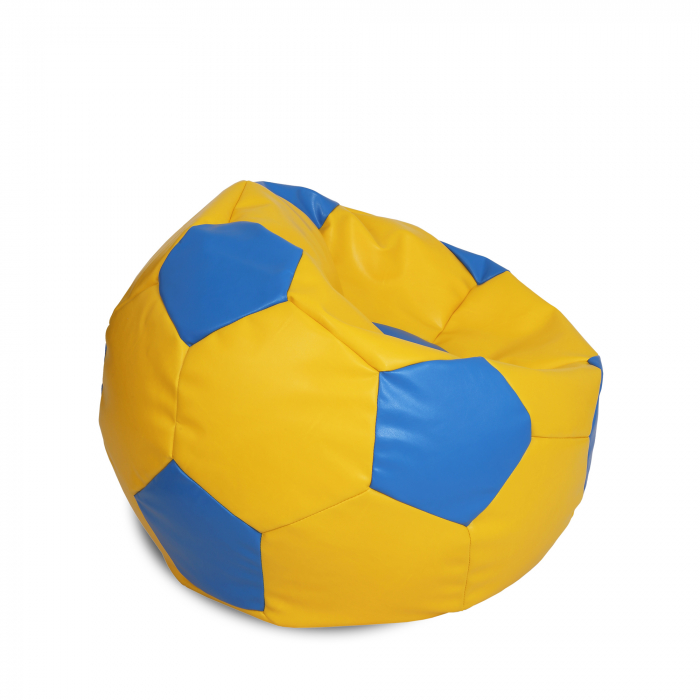 Mondo Ball - fotoliu puf - imitatie piele - galben/albastru [2]