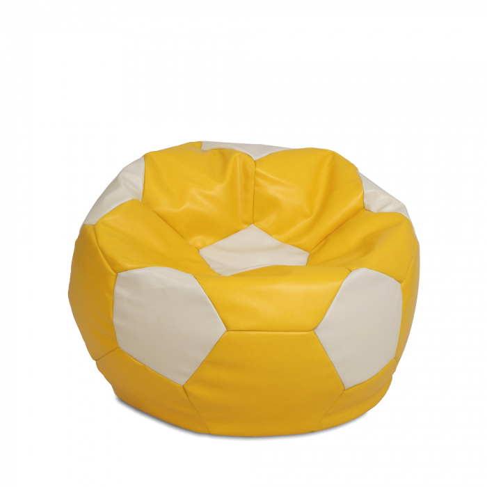 Mondo Ball - fotoliu puf - imitatie piele - galben/crem [1]