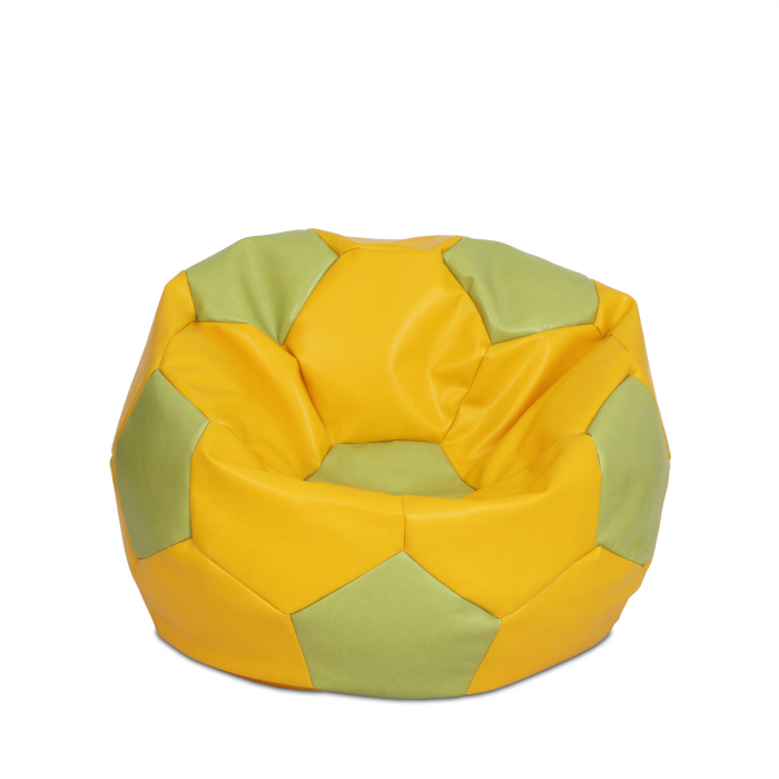 Mondo Ball - fotoliu puf - imitatie piele - galben/verde [1]