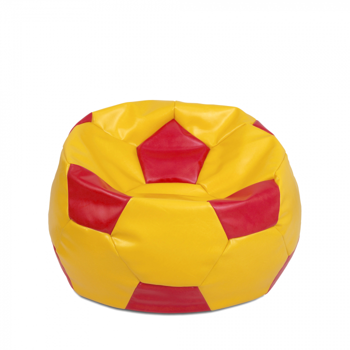 Mondo Ball - fotoliu puf - imitatie piele - galben/rosu [1]