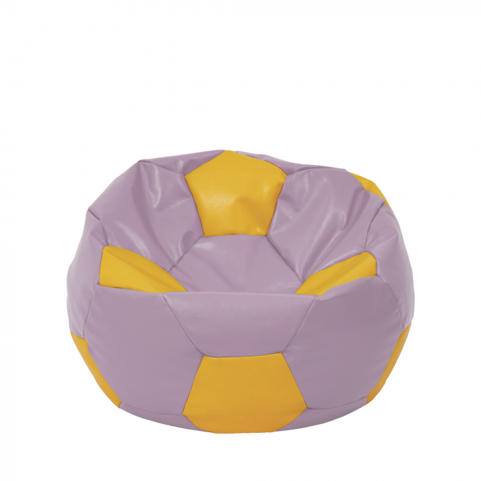 Mondo Ball - fotoliu puf - imitatie piele - mov/galben [1]