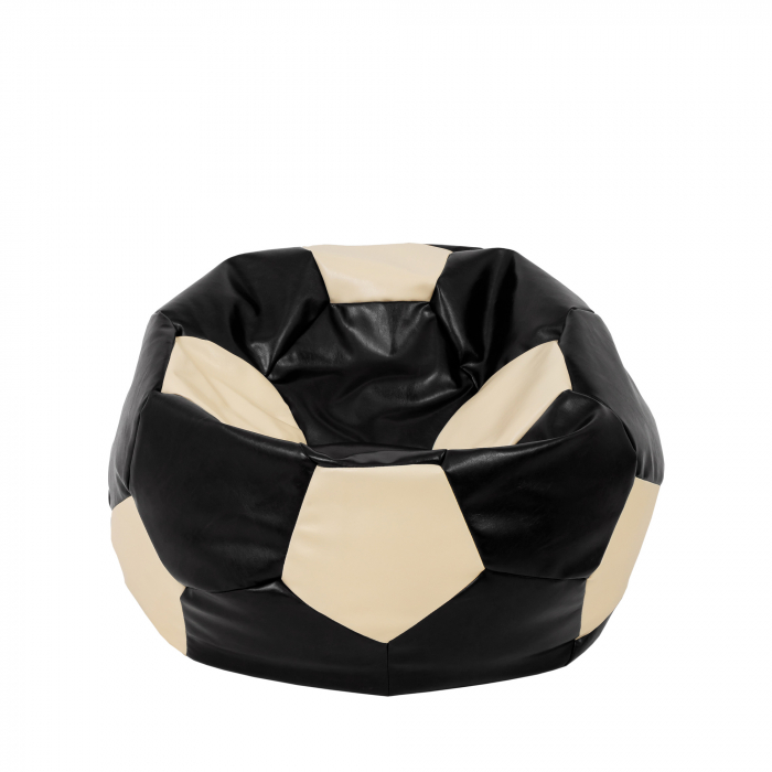 Mondo Ball - fotoliu puf - imitatie piele - negru/crem [1]