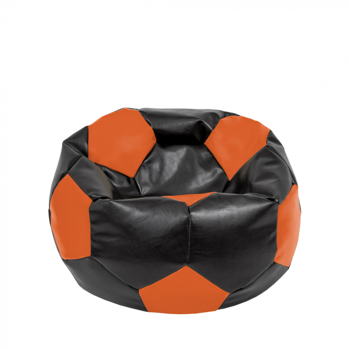 Mondo Ball - fotoliu puf - imitatie piele - negru/portocaliu [1]