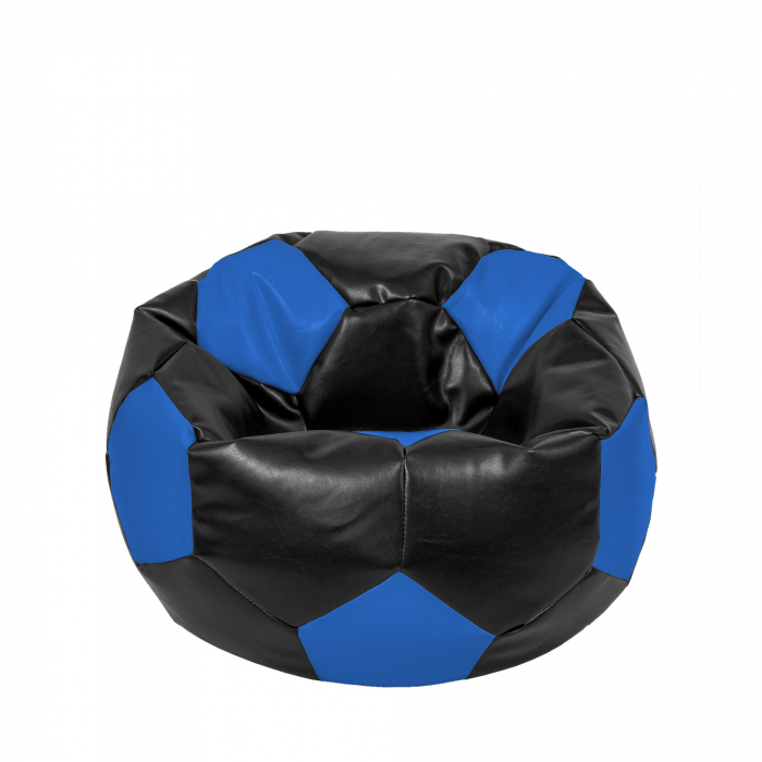 Mondo Ball - fotoliu puf - imitatie piele - negru/albastru [1]