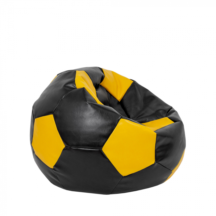 Mondo Ball - fotoliu puf - imitatie piele - negru/galben [2]