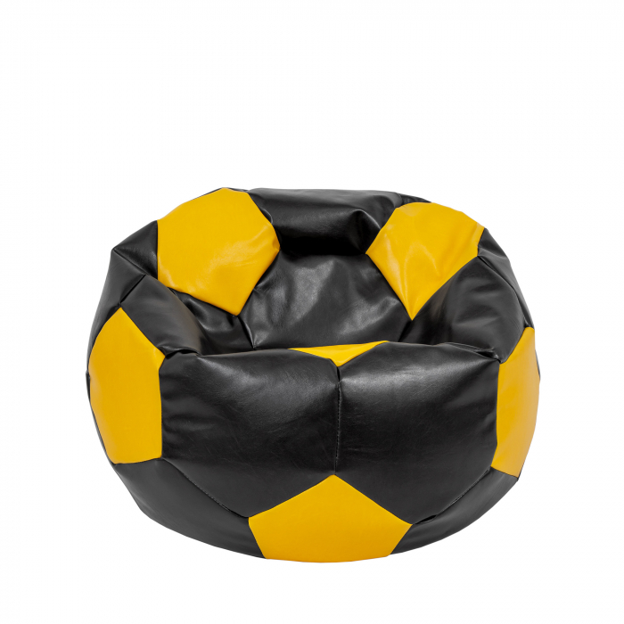 Mondo Ball - fotoliu puf - imitatie piele - negru/galben [1]
