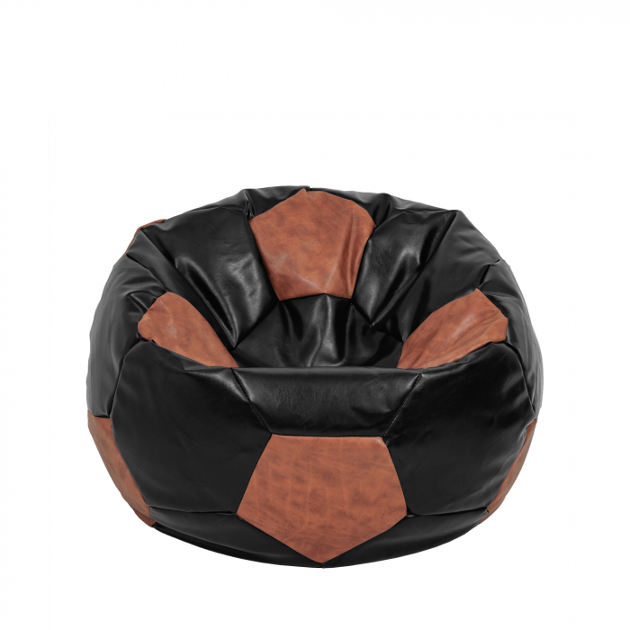 Mondo Ball - fotoliu puf - imitatie piele - negru/cognac [1]