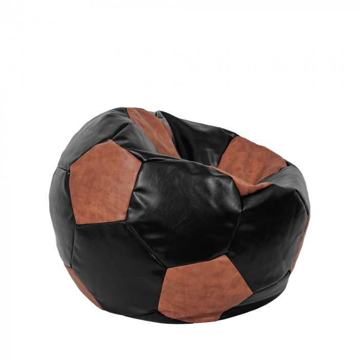 Mondo Ball - fotoliu puf - imitatie piele - negru/cognac [2]