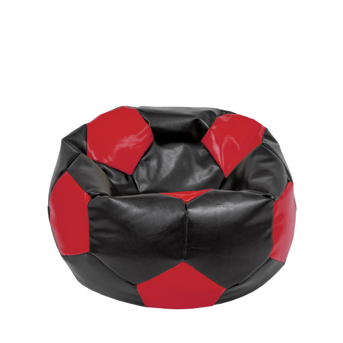 Mondo Ball - fotoliu puf - imitatie piele - negru/rosu [1]