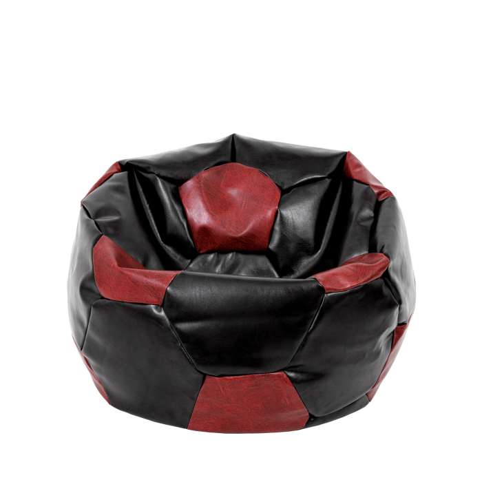 Mondo Ball - fotoliu puf - imitatie piele - negru/visiniu [1]