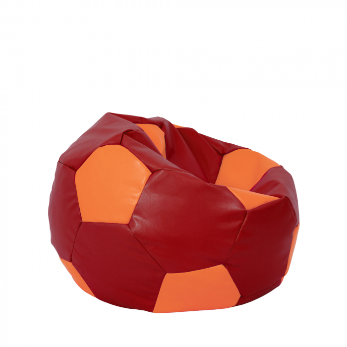Mondo Ball - fotoliu puf - imitatie piele - rosu/portocaliu [2]
