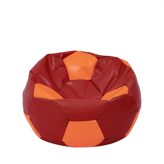 Mondo Ball - fotoliu puf - imitatie piele - rosu/portocaliu [1]