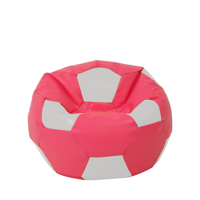 Mondo Ball - fotoliu puf - imitatie piele - roz/alb [1]