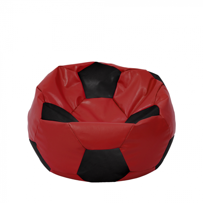 Mondo Ball - fotoliu puf - imitatie piele - rosu/negru [1]