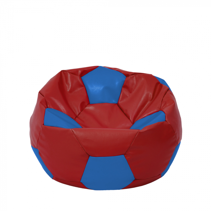 Mondo Ball - fotoliu puf - imitatie piele - rosu/albastru [1]