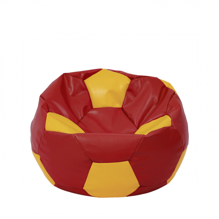 Mondo Ball - fotoliu puf - imitatie piele - rosu/galben [1]