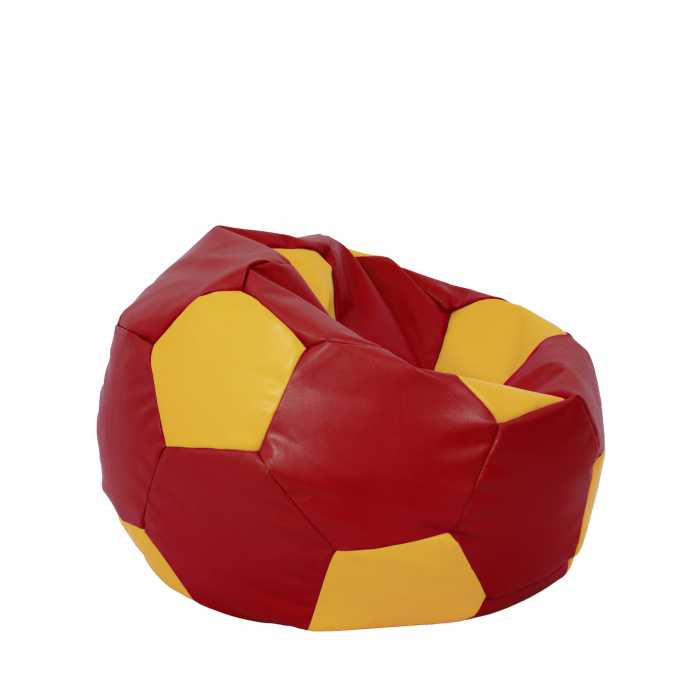 Mondo Ball - fotoliu puf - imitatie piele - rosu/galben [2]