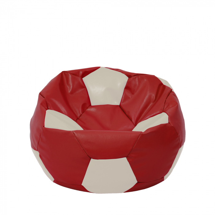Mondo Ball - fotoliu puf - imitatie piele - rosu/crem [1]