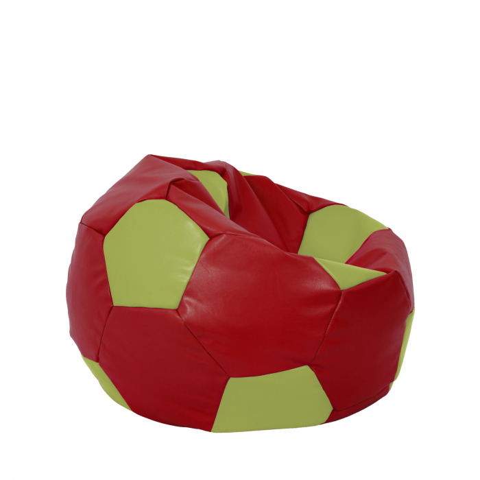 Mondo Ball - fotoliu puf - imitatie piele - rosu/verde [2]