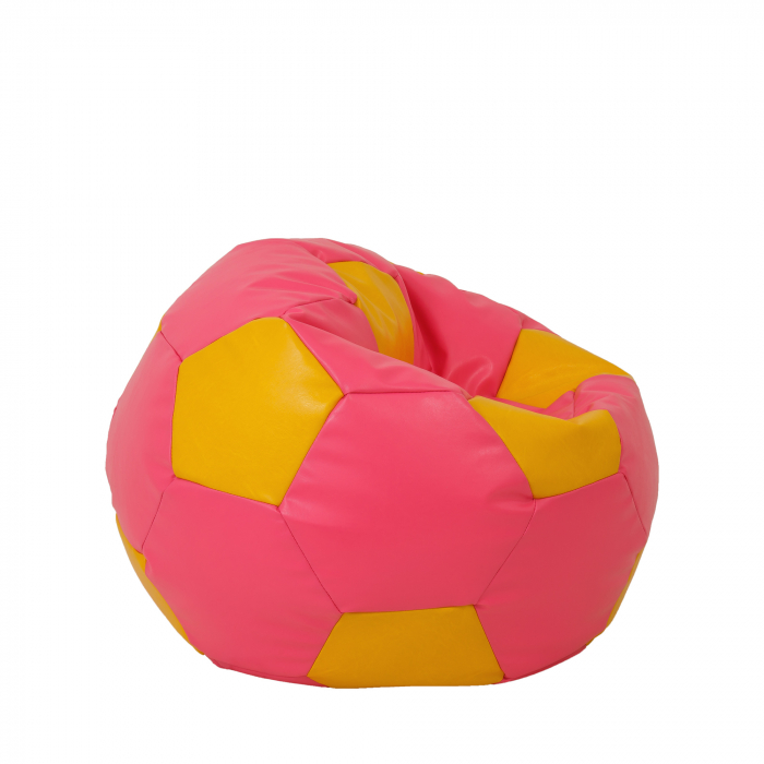 Mondo Ball - fotoliu puf - imitatie piele - roz/galben [2]