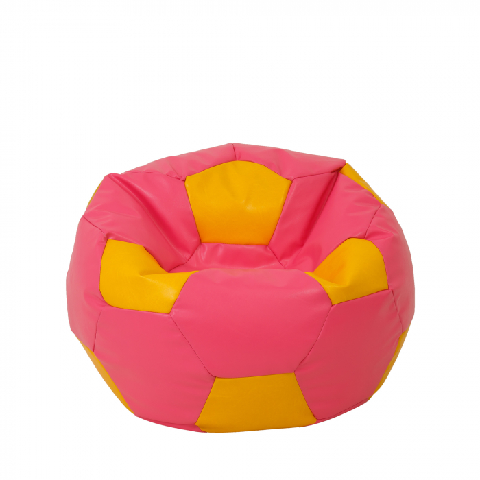 Mondo Ball - fotoliu puf - imitatie piele - roz/galben [1]