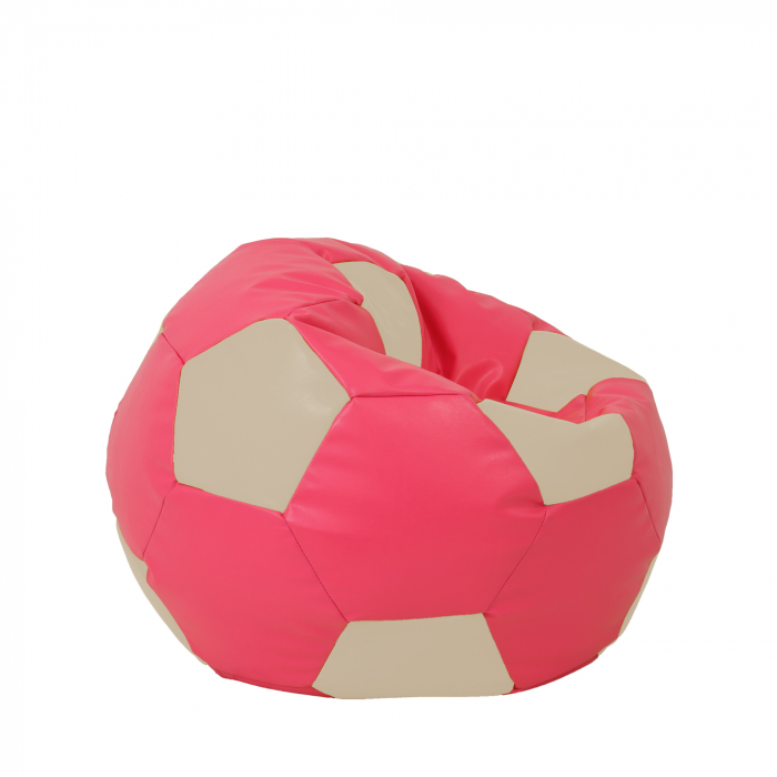Mondo Ball - fotoliu puf - imitatie piele - roz/crem [2]